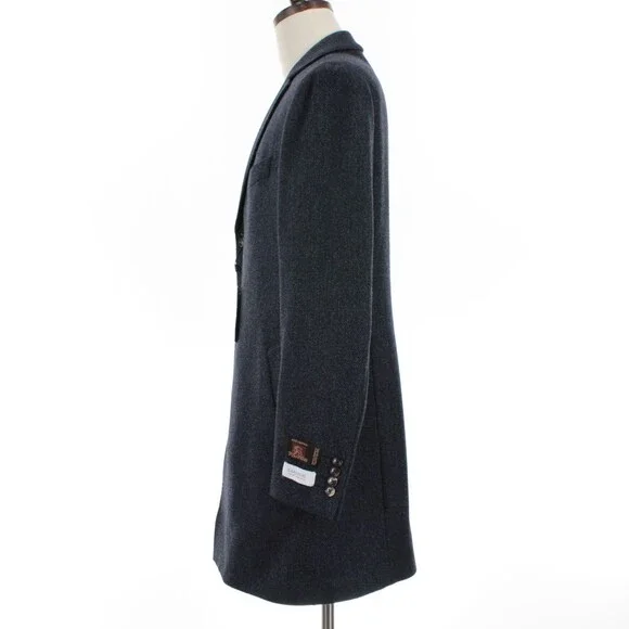 Cardinal of Canada NWT Top Coat Size 40R US Blue & Black Herringbone Wool/Cash